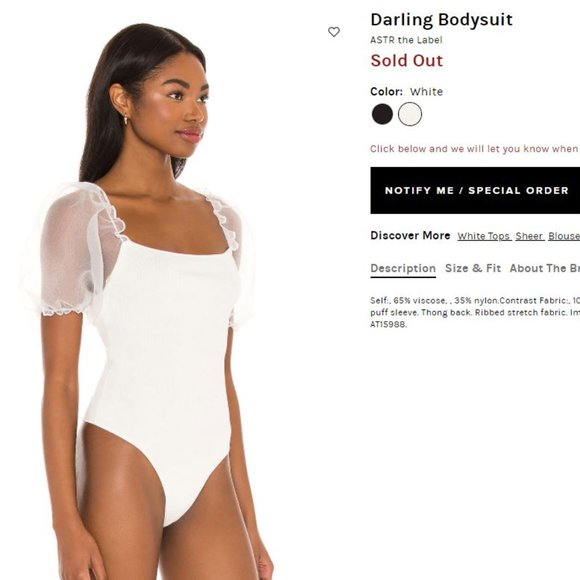 ASTR the Label Revolve Darling Bodysuit NWOT - Picture 2 of 5